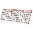 iClever BK10 Multi-Device Bluetooth Keyboard – Windows, Mac, Chrome OS, Android, iPad, iPhone, Apple TV Compatible –Rechargeable Wireless Keyboard Easy-Switch up to 3 Devices – Rose Gold