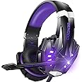 Bengoo G9000 Stereo Gaming Headset with Mic, LED Light for PS4, PC, Xbox One Controller (Purple)