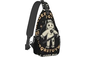 DJNGN Niedliche Sling-Schulterrucksäcke, kompatibel mit Ouija-Brett, Goth, Voodoo-Puppe, Okkultismus-Set, Taschen, Brustsack, Anti-Diebstahl-Umhängerucksack für Wandern, Reisen, Sport, Tagesrucksäcke für Mä