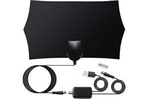 Rpanle Antenne TV Intérieur Puissante, Antenne HDTV numérique Longue portée,Amplificateur de Signal Chaînes locales gratuites 4K 1080P VHF UHF avec 45m de Câble Coaxial