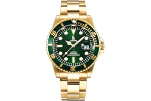 Alienwork IK Reloj Hombre Mujer Calendario Correa de Metal