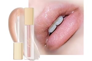 Oulac Lucidalabbra Glitterato Lucido - Idratante Lucidalabbra Trasparente 3D Rossetto Liquido Brillantinato Lucidalabbra Lucido | Infuso con Estratto di Fiori di Rosa Damascena, 4,5ml, C01