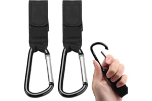 SENSOUSONG Baby Bag Clips Buggies Clips - Hook Your Shopping & Bags Safely on Your Pushchair or Stroller Clips. Pushchairs Clip Black, 2 Pack