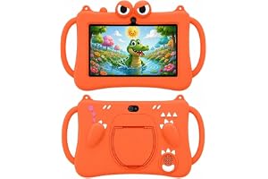 Telzeal P604 7 Inch Android 13 Tablet, 6GB RAM, 256GB Storage, 1024×600 HD Display, 3000mAh Battery, 5G WiFi, Dual Camera, Protective Case with Handle.