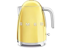 Smeg, Bollitore Elettrico KLF03GOEU 1,7 L, Filtro Anticalcare Lavabile, Autospegnimento di Sicurezza, Indicatore Livello di Acqua, Base Antiscivolo e Avvolgicavo Integrato, Potenza 2400W, Oro