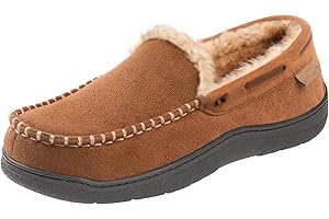 Zigzagger Men's Microsuede Moccasin Slippers Memory Foam House Shoes