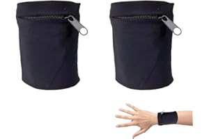 HSTIALVING 2 Pièces Bandeau Poignet, Pochettes de Poignet Sac de Poignet à Fermeture éclair Bracelets de Sport avec Poche Zippée Bracelets Pratiques pour Absorber la Transpiration pour Randonnée Course
