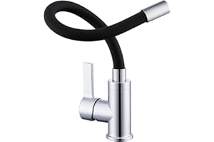 AuraLum pro Grifo Cocina Flexible, Grifos Cocina Fregadero Giratorios a 360°, Grifo de Cocina Fregadero Negro, Torneira Cozinha con Alto Caño, Grifo Monomando Cocina