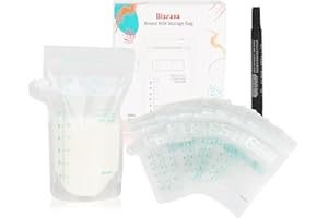 TIVIFORE Sachet Conservation Lait Maternelle, 60 Pièces, 200ml Sacs pour Le Stockage du lait Maternel, Épaissir Double Fermeture Glissière Sachet Lait Maternel, sac congélation lait maternel