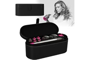 Forbabe Aufbewahrungstasche für Haartrockner, PU Leder Hartbox, Tragbare Reisetasche für Dyson Supersonic Haartrockner, Schwarz