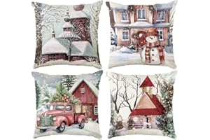 Aitsite 4 federe per cuscini 45x45cm per Natale, federa decorativa per Natale, federe per cuscini di Natale per decorazioni natalizie per interni, decorazioni invernali per soggiorno e camera da letto