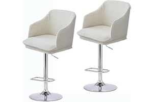 Mswborml Set of 2 Curved Back Bar Stool Slipcovers with Arms, Stretch Bar Stool Cover for Bar Height Side Chair Slipcovers, Swivel Chair Protector for Counter Kitchen Dining Room Desk,Yellowish White