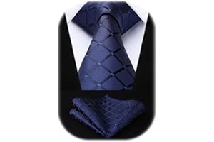 HISDERN Corbatas de Hombre Modernas Corbata Extra Larga Conjunto Corbata y Pañuelo Originales de Boda Fiesta 160 cm