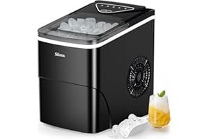 Silonn Eiswürfelmaschine - 9 Eiswürfel in 6 Min, 12 kg/24 Std, Ice Maker Selbstreinigend, Kompakt mit Eiskorb & Schaufel, 2 Größen, Ideal für Küche & Party