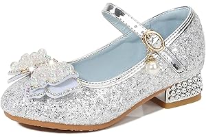 Monissy Scarpe da Principessa Festa Lustrino Compleannoda Danza Latina Bambini Tacco con Paillettes Scarpe Bambina Tacco Cerimonia Carnevale Halloween Festa Scarpe