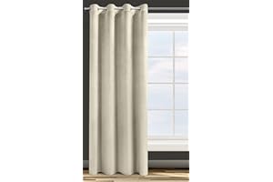 Eurofirany ROSA D91 Zasłona welwetowa na przelotkach - 1 sztuka - miękka elegancka gładka jednokolorowa nowoczesna klasyczna do sypialni, salonu, pokoju dziennego, 200g/m2, 140x250cm, beżowa