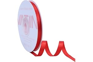 VATIN Red Satin Ribbon Polyester 6mm X 23m(25 Yards) Craft Fabric Ribbon Perfect for Gift Wrapping,Hair Bow,Party Balloon Trimming, Cake Decoration Sewing and Other Craft Projects
