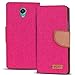 Produktbild Verco Robby Hülle, Schutzhülle für Wiko Robby Tasche Denim Textil Book Case Flip Case - Klapphülle Pink