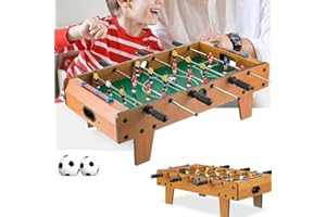BAKAJI Calcio Balilla Biliardino da Tavolo in Legno MDF con Antiscivolo Stecche Cromate Omini Giocatori Barre Segna Punti e Porte Integrate 69 x 34 x H25 cm (Maxi)