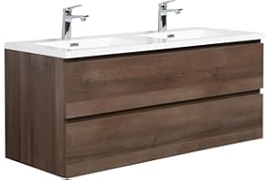 BADPLAATS B.V. Badezimmer Badmöbel Set Angela 120cm - Braun Eiche - Unterschrank Schrank Waschbecken Waschtisch