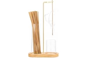 SDHIIOLP Wooden inverted incense holder, With removable glass ash collector, Upgraded wooden dust-proof incense burner suitable for yoga, spa, meditation and home relaxation (Wood color)