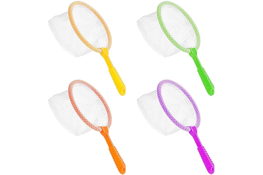 SYEYCW 4 Pcs Fishing Net, Outdoor Fishing Net, Plastic Fishings Nets, Early Learning Tool Bug Catcher Nets, for Beach Toy Bug and Butterfly Catching Compact Outdoor Play Equipment