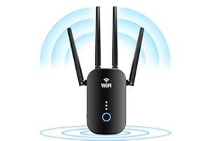 PHAVN Répéteur WiFi Puissant 1200 Mbps Amplificateur WiF Double Bande 5GHz & 2.4GHz Repeteur WiFi à Haut Débit WiFi Extender avec Port Ethernet, WPS, WiFi Booster Compatible avec Toutes Les Box Internet