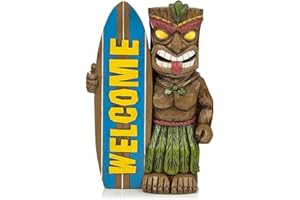 WINBST Statua Tiki, benvenuto tavola da surf tropicale per decorazione da giardino, 5 × 10 × 15 cm