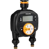 Fiskars 2 &ccedil;ıkışlı zamanlayıcı/zamanlayıcı, t&uuml;m standart musluk boyutları i&ccedil;in, kolay okunabilir LCD ekran, evrensel boyut, 58