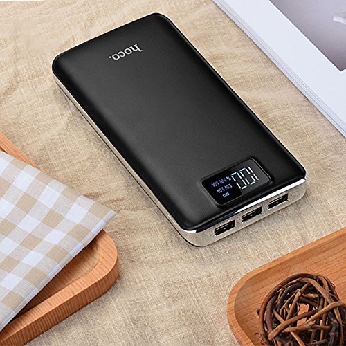 Bater  a externa port  til  Hoco B23B  20000mAh  Gran Capacidad Bater  a de Viaje  3 Puertos Usb  Pantalla Digital Cargador Port  til  Power Bank  para iPhone  Samsung  Xiaomi  Huawei  iPad y m  s - Negro