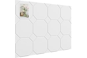 Woovio Large Cork Boards for Walls 120X90cm, Felt Bulletin Boards with Self Adhesive, 12 Pack Felt Wall Tiles Alternative Pin Board Cork Boards for Office Classroom Wall Decor White