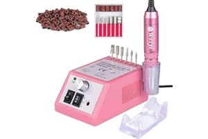 Weiyi Torno para Uñas 30000 RMP, Lima de Uñas Eléctrica Profesional, Molinillo de Uñas Eléctrico Profesional y Herramientas de Corte de Uñas de Manicura con 100 Bandas de Lijado (Rosa-30000RPM)
