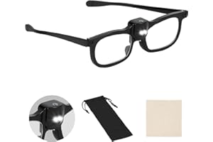 AOOSU Lupenbrille mit Licht, 300% LED Beleuchtete Vergrößerungsbrille für Brillenträger, Freihändige Leselupe mit Licht, Magnifying Glasses für Senioren, Arbeiten im Nahbereich, Hobbys, Lesen, Basteln