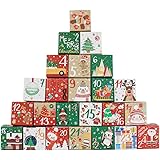 TLOXO Scatole Calendario Dell'avvento,24 Scatole Calendario Natale,Calendario dell'Avvento Fai da Te Scatole Carta,Dell'Avven