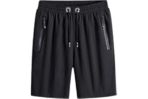 Modaworld Pantaloncini Estivi Taglie Forti da Uomo con Tasca con Cerniera Pantaloni da Spiaggia Asciugatura Rapida Pantaloni Sportivi da Fitness Casual Pantaloni Corti da Uomo