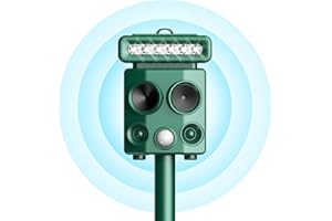 SIXNEA Ultrasonic Cat Repellent, Cat Repellent Outdoor, Solar Animal Repellent Ultrasonic with Motion Sensor Flash Light, Waterproof Skunk Coyote Rabbit Repellent for Yard Farm