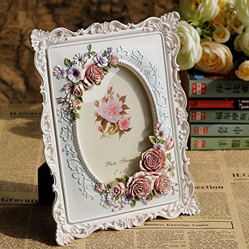 Giftgarden 10×15 schöner Bilderrahmen mit Rosen idyllisch oval Fotodisplay Geschenke Freunde - 2