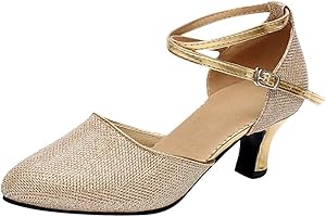 HEONSATI Scarpe da Ballo Donna Eleganti Chiuse/Punta Aperta Scarpe Ballo Standard Tacco Salsa Danza Pratica Prestazioni Scarpe da Ballo Latino Morbide E Comode Sala da Ballo Modern Jazz Valzer per Partito