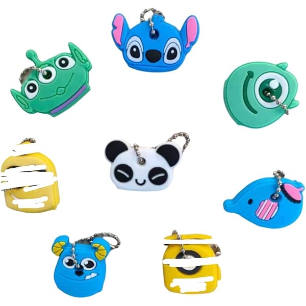 16 Cache-clés En Silicone Souple - 8 Couleurs Vives - Avec Autocollants Et Porte-clés