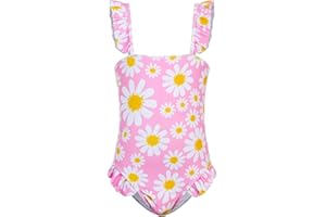 DivingBirds Toddler Girls Swimming Costume Daisy Kid Swimsuit Ruffle One Piece Swimming Suit for Girs Bathing Suits Sunsafe 2-6 Years