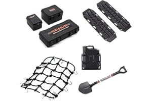 Ezweiji Decorazione Tetto Auto Cingolata RC 8 in 1 Scatola Portaoggetti Serbatoio,Rete Bagagli,Pala,per Traxxas Desert Racer Slash Axial SCX10 90046 D90 TRX4 1/10 (Nero)