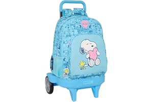 SAFTA Snoopy Love - Mochila Grande con Ruedas, Compact Evolución, Extraíble, Ideal para Niños de Diferentes Edades, Cómoda y Versátil, Calidad y Resistencia, 33x22x45 cm