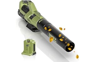 GREEN MACHINE Hurricane Force 62V 18.5M³/MIN Soffiatore a batteria, brushless a 8 velocità, batteria 4Ah e caricatore rapido 1h per cura prato e manutenzione giardino Leaf Blower