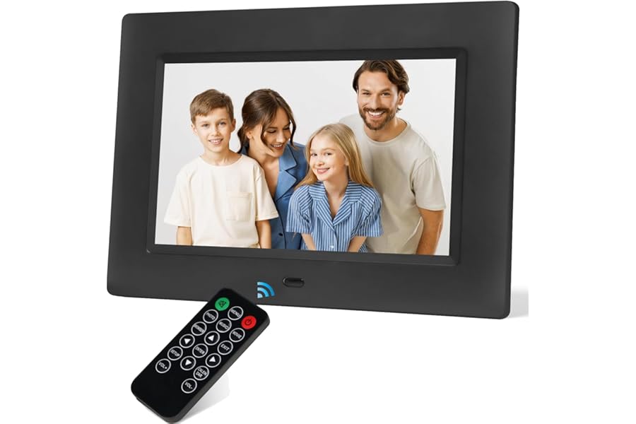 7 Inch Digital Photo Frame, Electronic Photo Frame,Digital Picture Frame 1024x600P Music Photo Video Player with Remote Control 4 Windows Display/Multi-Slideshow/Calendar/Clock Alarm Function