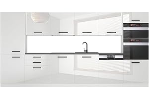 B BELINI GROUP Belini - Blocco cucina Naomi - Mobili da cucina da incasso, 360 cm, senza elettrodomestici con pensili e armadi, con controsoffitti, colore: Bianco lucido
