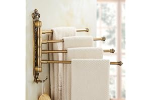 SOONHUA aichilra Toallero Antiguo de 4 Brazos, Estilo Vintage, Montaje en Pared, Estilo Retro, de latón con Ganchos, Accesorios de baño