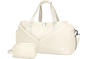 Ceneda Large Gym Bag with Toiletry Bag, Water Resistant Sport Duffel Bag with Shoes Compartment & Wet Pocket, Portable Lightweight Travel Bag, Overnight Weekender Bag Yoga Bag, Beige