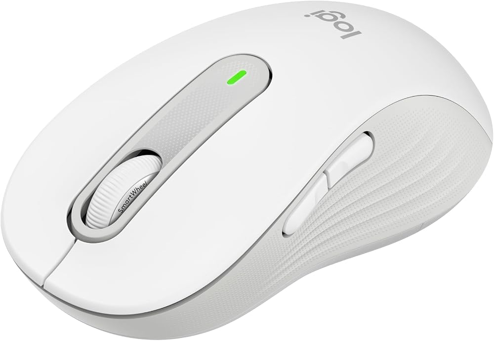 Logitech Signature M650 Kablosuz Mouse, Büyük Boy Sağ El için, Sessiz, 4000 DPI, Bluetooth, Logi Bolt USB Alıcı, 24 Ay Pil Ömrü, Beyaz