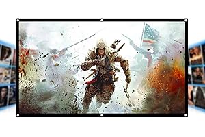 Gecheer - Pantalla de proyección portátil de 16:9 H D 60 Pulgadas 16:9 Pantalla de proyección portátil y plegable, superficie de proyección plegable para cine en casa de oficina en interiores