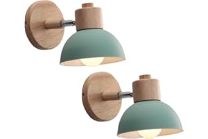 WOTTES Applique Murale Industrielle Vintage Lampe Murale Interieur Sconce Rétro Luminaire Applique Abat-jour E27 Ø15CM pour Salle à Manger Escalier Chambre Cuisine Café(2pcs vert)